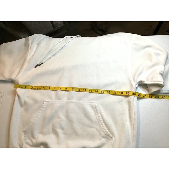 CHAMPION - MENS WHITE LONG SLEEVE KANGAROO POCKET HODDIE SIZE MEDIUM - Picture 5 of 7